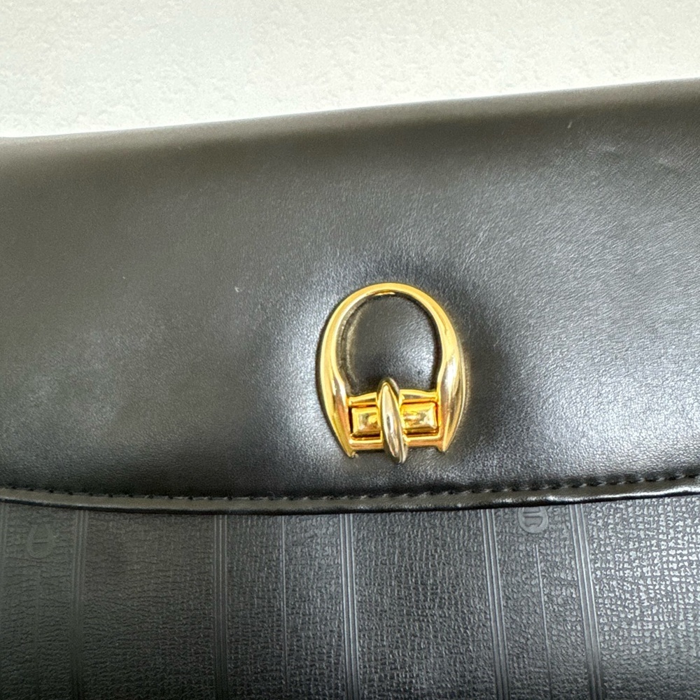 Etienne Aigner Leather Purse - Black with Gold Hardware - Picture 3 of 16